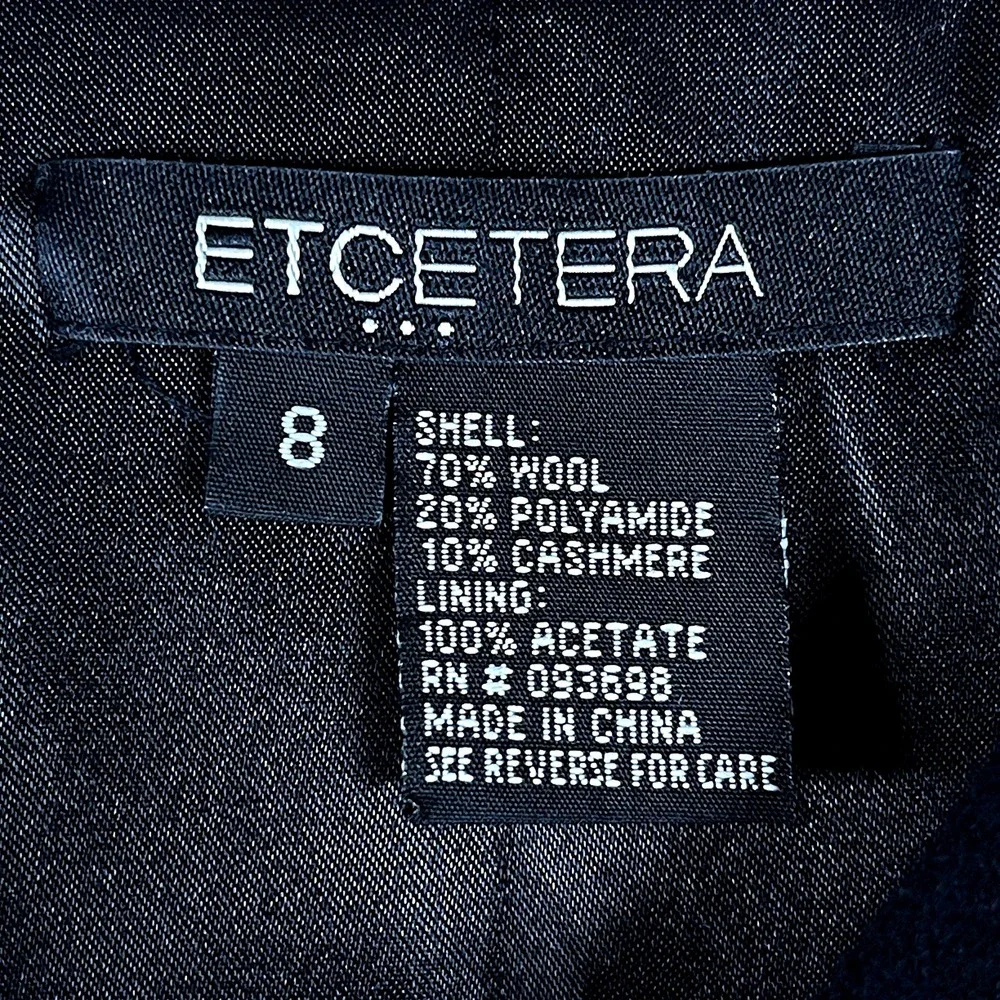Etcetera Warm Wool Cashmere Blend Hooded Toggle Over Coat Size‎ 8 Black EUC